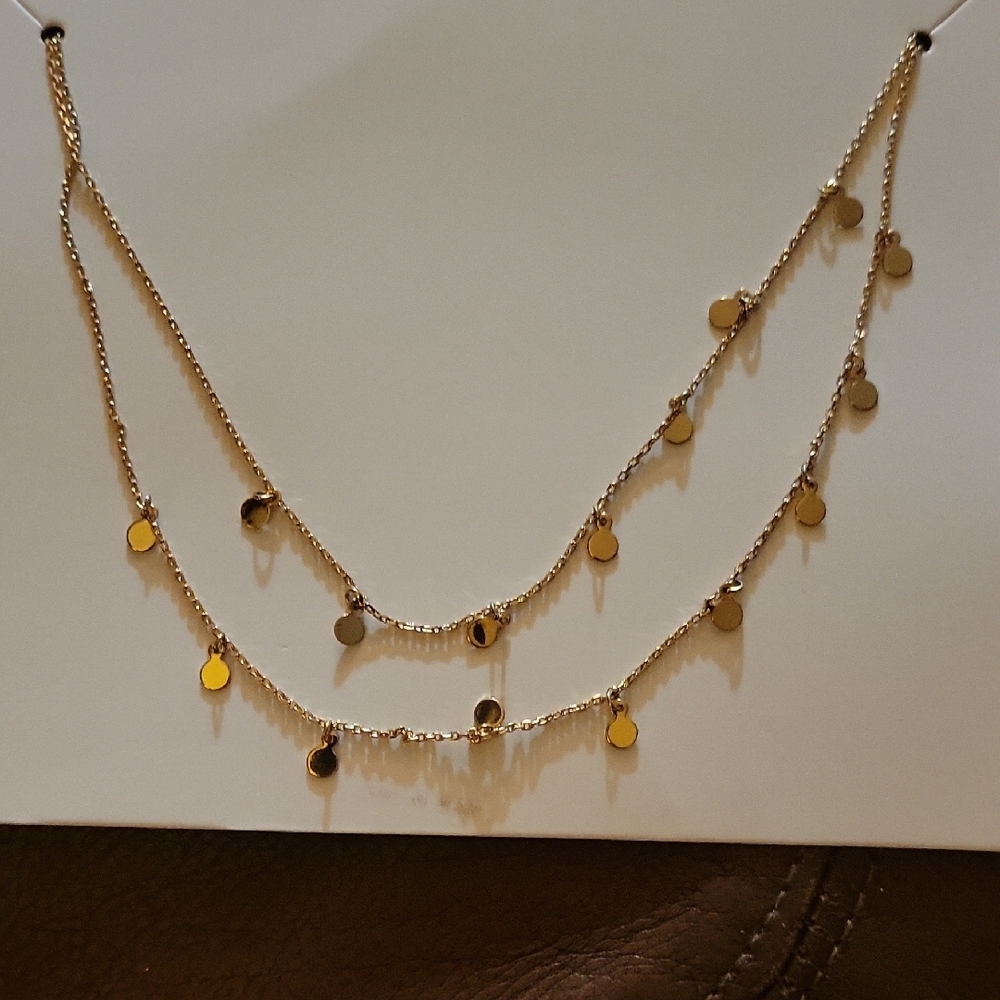Gold Tone Disc Sequin 16 Necklace